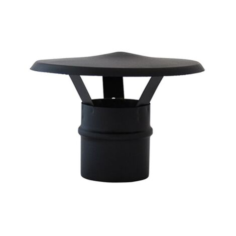 Pot de chemine'e avec chapeau chinois en acier raccord male se'rie Pellet Nero Opaco 10 cm