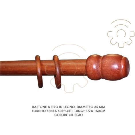 Tringle A rideau en bois de cerisier 35 mm longueur 150 cm sans supports