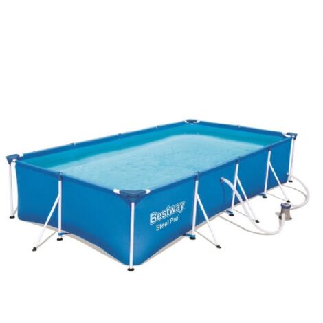 Salone – Piscine tubulaire rectangulaire 400x211x81 cm – Cadre acier robuste – Pompe filtration 1249 L/h – Capacité 5700 L pour baignade familiale
