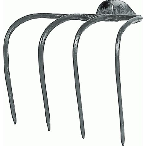 Fourche Keyman avec 4 quatre dents courbes pour fumier de foin et paille sans manche