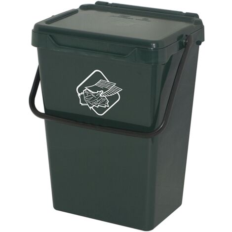 Cubo de polipropileno con la manija y la cubierta, 40 lt. 400x305x510 mm - Verde