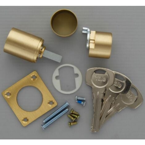 Yale double cylindre en laiton poli a' appliquer se'rie Y2252245 art 680-688 avec 3 cle's