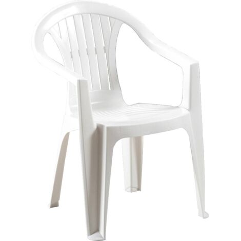 Fauteuil en re'sine antichoc blanc 56x56x79 cm chaise pour jardin exte'rieur (1/2)