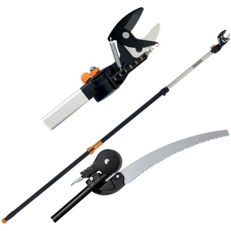 Fiskars – Sécateur télescopique avec angle de coupe réglable – Capacité de coupe 32 mm – Longueur ajustable 240 à 410 cm – Conçu pour élagage précis