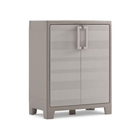 Keter – Armoire de jardin basse en résine – 2 étagères réglables – Dimensions 44x80x100 cm – Pour extérieur – Résistante aux intempéries