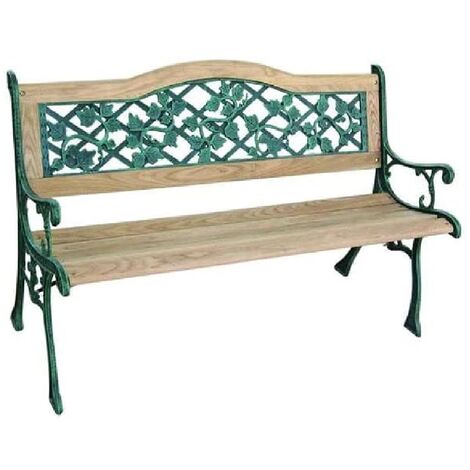 Vette banc flora en fonte et bois pour l'exte'rieur de couleur vert vieilli cm126x56x76h (1/2)