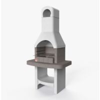 Barbecue portable en béton réfractaire 88x58x197 cm – Gril à charbon – Pour cuisson en extérieur – Résistant aux intempéries – Sarom