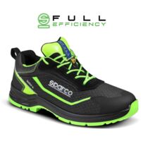 Chaussures de travail de se'curite' basses Sparco Indy E-Forester ESD S3S N.47 en mate'riau anti-abrasion noir/vert fluorescent a' pleine efficacite' avec embout en fibre de verre Nero + Verde Fluo 47