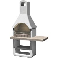Barbecue en béton réfractaire avec hotte et grill 125x64x212,5 cm – Foyer Micronit – Charbon de bois pour cuisson optimale – Sarom