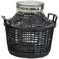 Dame-jeanne en verre 5 litres – Goulot large 11,5 cm – Revêtement poignée plastique – Bouchon vinaigre d'huile de vin – Inferramenta