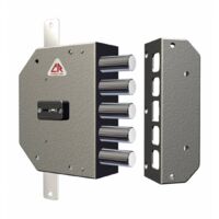 DOM – Serrure de sécurité gauche CR 2200 double embout – Pour portes blindées – Entraxe 70mm – Diamètre axe 25mm – Sens de pose à gauche