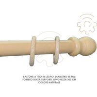 Tige de traction en bois naturel 35 mm longueur 300 cm sans supports