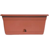 Lot De 6 Jardinières De Balcon Avec Support Et Irrigation - 40cm Anthracite - Plastique Aspect Tressé