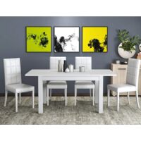 Kit table extensible Firenze cm 110/150X70X76h finition frene blanc avec bord ABS et pieds en hetre