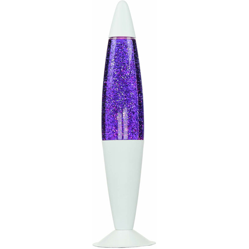 Lampada Lava JENNY bianca dal design retrò in liquido viola glitter  scintillante