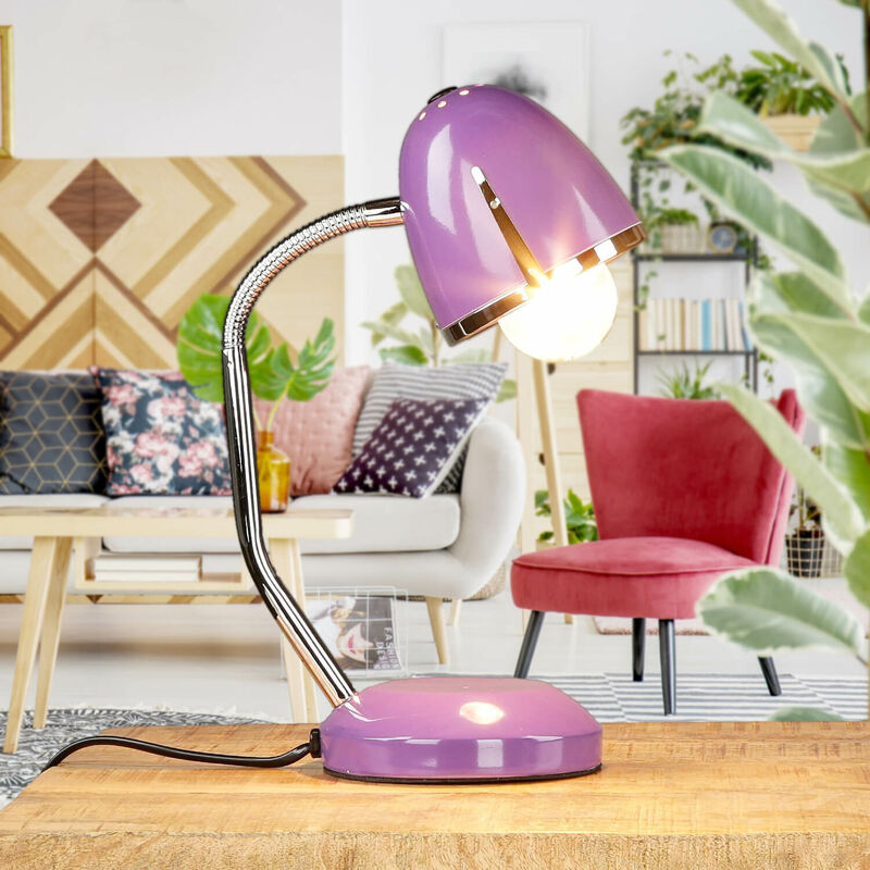 Licht-erlebnisse - Lampada da scrivania in metallo 36cm Design retrò flessibile Viola - Viola