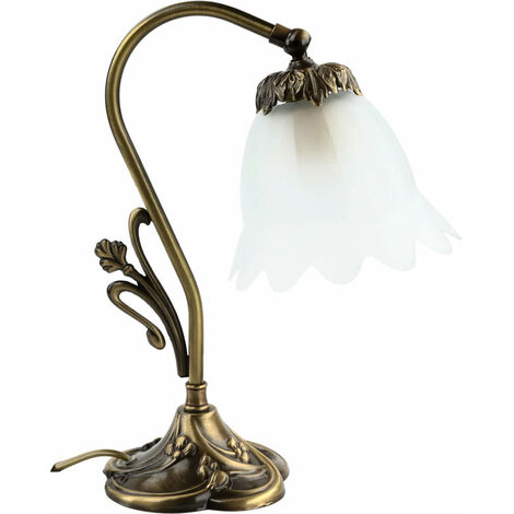 Lampada da tavolo per interni in vero ottone dal design in stile art  nouveau fatta a mano