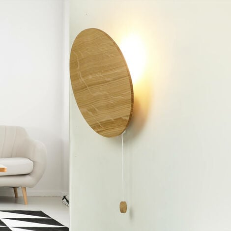 Lampada da parete in legno dal design rotondo con interruttore in stile  moderno ideale per camera da letto corridoio MINIMAL