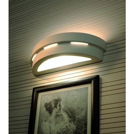 Applique lampada da parete ceramica bianca metallo como