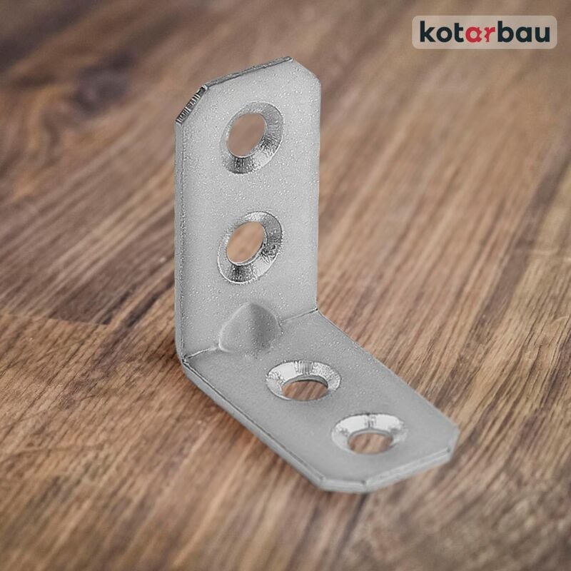KOTARBAU Connecteurs coudés 30 x 30 x 16 x 2 mm avec nervure en acier - Trous de montage - Connecteurs de meubles galvanisés pour charge lourde - Connecteur à bois (50) 3