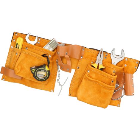 Kotarbau – Ceinture porte-outils 11 poches – Cuir et métal – Longueur réglable 460-530 mm – Largeur 500 mm – Conçue pour chantiers en hauteur