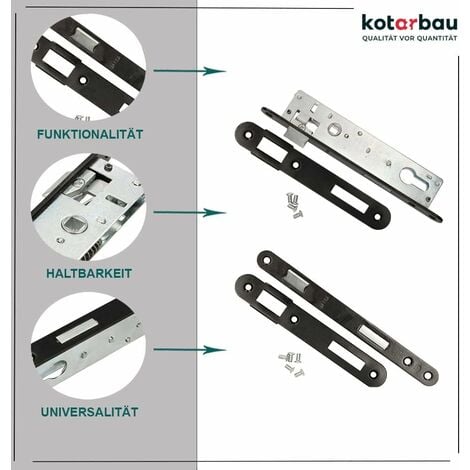 KOTARBAU Serrure à mortaiser 90/22 PZ - Contre-plaque galvanisée universelle gauche/droite - Serrure à cadre tubulaire - Pour intérieur et extérieur