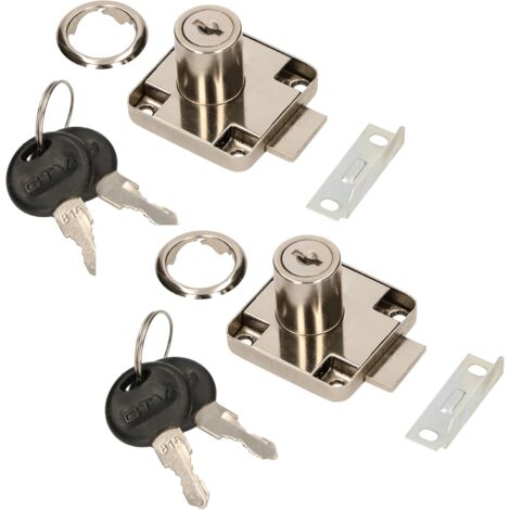 KOTARBAU Lot de 2 serrures de meuble 40 x 40 mm à visser pour portes et tiroirs de meubles