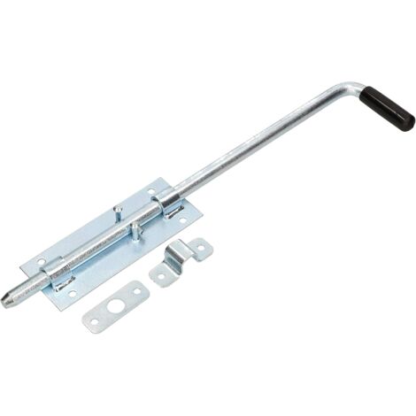 Kotarbau – Verrou de porte de garage 420 mm acier zingué – Poignée caoutchouc noir – Pour portes battantes en bois et métal