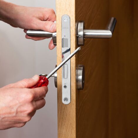 KOTARBAU® Serrure à Larder 72/55 mm DIN Droite à Cylindre Profilé et Cadre Tubulaire avec Contre-Plaque Acier Galvanisé Inoxydable Serrure Porte Entree Serrure a Encastrer