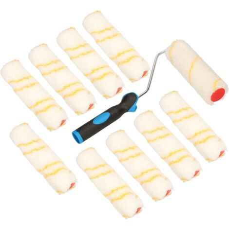 Kotarbau – Lot de 10 rouleaux de peinture 150 mm – Manche en caoutchouc – Revêtement polyamide pour peinture latex et acrylique – Application propre et rapide