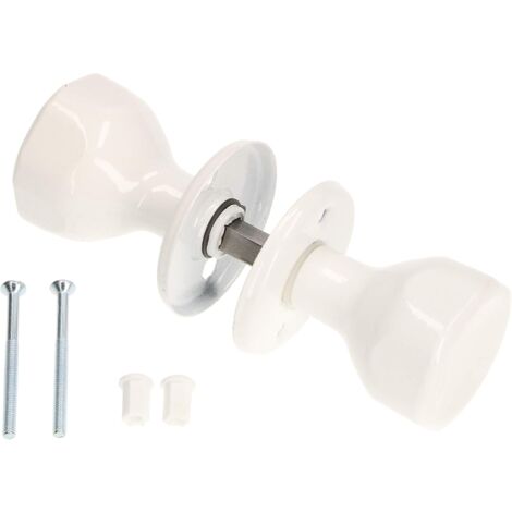 Kotarbau – Bouton de porte rotatif blanc 48mm – Acier laqué – Installation sur bois, métal et PVC – Vis de montage incluses