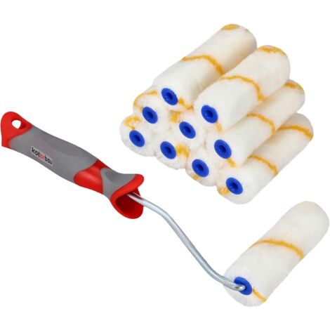 Kotarbau – Lot de 10 rouleaux de peinture 115mm – Manche en caoutchouc – Revêtement polyamide pour peinture latex et émulsions – Application rapide et propre