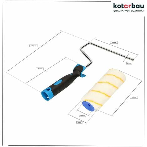 KOTARBAU Lot de 5 rouleaux de peinture - Avec manche en caoutchouc - Pour travaux de peinture et de rénovation - 180 mm