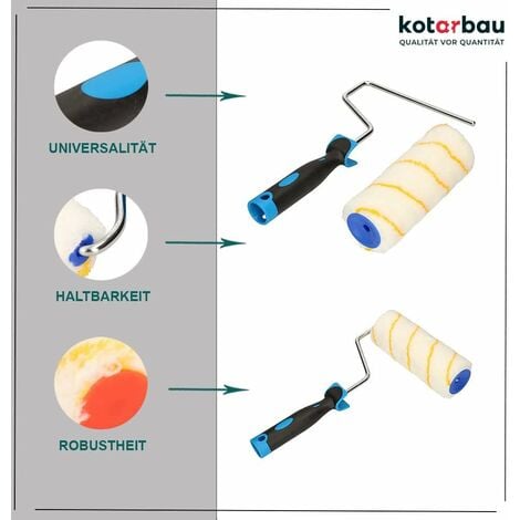 KOTARBAU Lot de 5 rouleaux de peinture - Avec manche en caoutchouc - Pour travaux de peinture et de rénovation - 180 mm