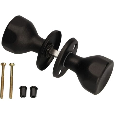 Kotarbau – Bouton de porte rotatif noir – Garniture en acier laqué – Diamètre 48mm – Installation facile sur bois, métal, PVC – Pour portes jusqu'à 80mm d'épaisseur