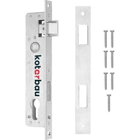 KOTARBAU Serrure à larder 90/20 mm, DIN droite et gauche, pour porte, à cylindre profilé et à cadre tubulaire, avec contre-plaque, en acier galvanisé, de qualité supérieure, inoxydable
