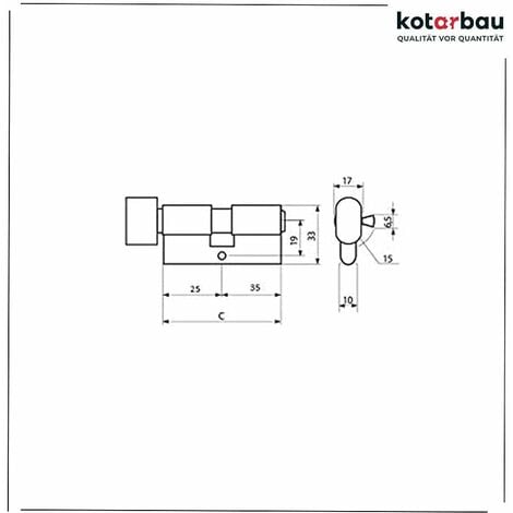 KOTARBAU Cylindre de serrure 25/35 en nickel - Cylindre de porte profilé - Serrure de sécurité - Double cylindre laiton