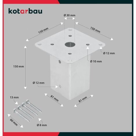 Kotarbau Support Poteau A Visser X Mm Carr Manchon De Sol