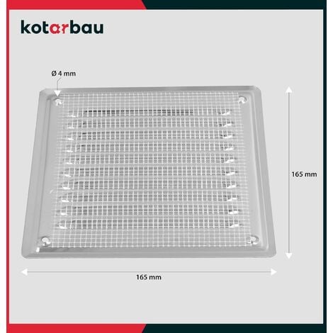 KOTARBAU Grille de Ventilation 165 x 165 mm en Acier Inoxydable Grille D'aération avec Moustiquaire Résistante à la Corrosion