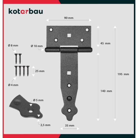 KOTARBAU Lot de 2 suspensions en croix de 150 mm - Pour porte de jardin - Revêtement par poudre (150 mm)
