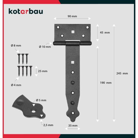 KOTARBAU Lot de 2 suspensions en croix de 200 mm - Pour porte de jardin - Revêtement par poudre (200 mm)