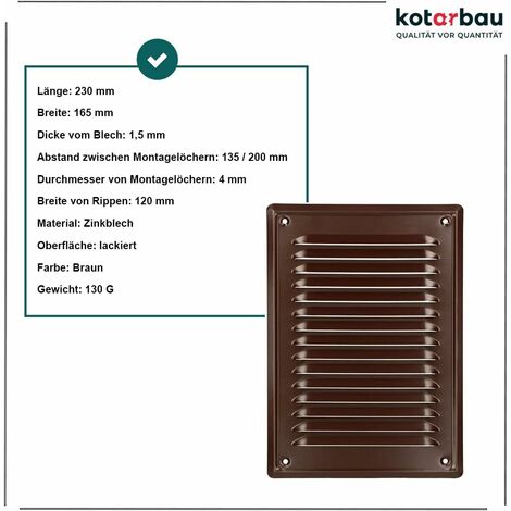 KOTARBAU® Grille De Ventilation 230 X 165 Mm Blanc En Acier