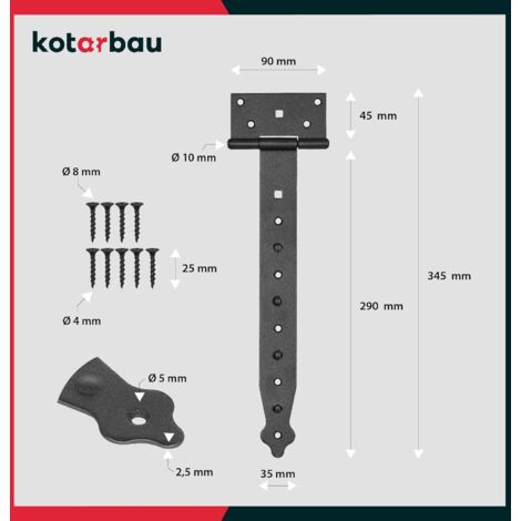 KOTARBAU Lot de 2 suspensions en croix 300 mm - Pour porte de jardin - Revêtement par poudre (300 mm)