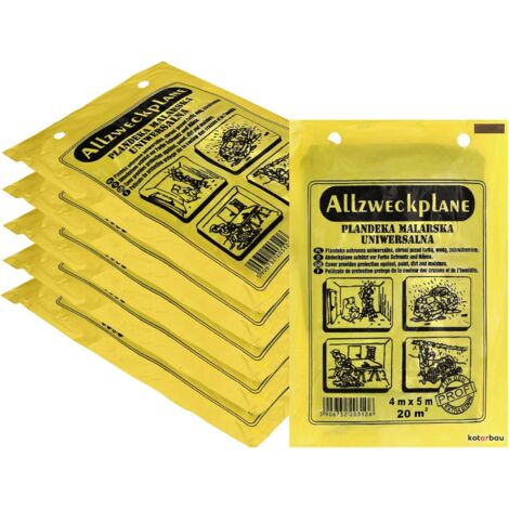 Kotarbau – Lot de 10 films de recouvrement 4 x 5 m – Film transparent en polyéthylène recyclé – Protection peinture, poussière et produits chimiques