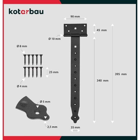 KOTARBAU Lot de 2 suspensions en croix 350 mm - Pour porte de jardin - Revêtement par poudre (350 mm)