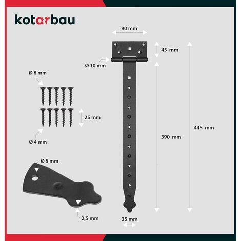 KOTARBAU Lot de 2 suspensions en croix de 400 mm - Pour porte de jardin - Revêtement par poudre (400 mm)