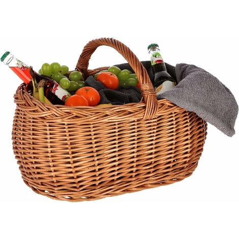 Kotarbau – Panier à anses en osier naturel – Spacieux 450x310x230mm – Pour courses et rangement – Base solide pour stabilité optimale