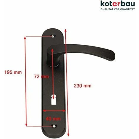 KOTARBAU poignée de porte 72 mm gauche droite serrure à embout noir ensemble de porte garniture de porte poignée de porte poignée de porte ensemble de poignées porte de chambre plaque longue alu