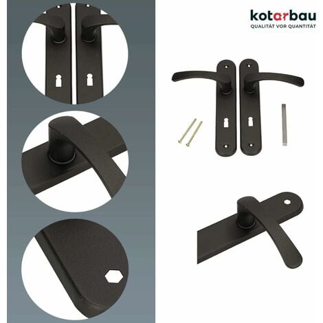 KOTARBAU poignée de porte 72 mm gauche droite serrure à embout noir ensemble de porte garniture de porte poignée de porte poignée de porte ensemble de poignées porte de chambre plaque longue alu