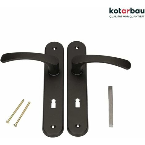 KOTARBAU poignée de porte 72 mm gauche droite serrure à embout noir ensemble de porte garniture de porte poignée de porte poignée de porte ensemble de poignées porte de chambre plaque longue alu